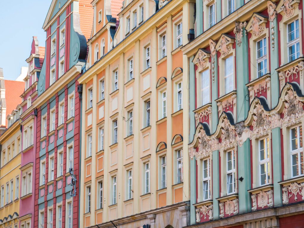 Poland Wroclaw tenement houses facade